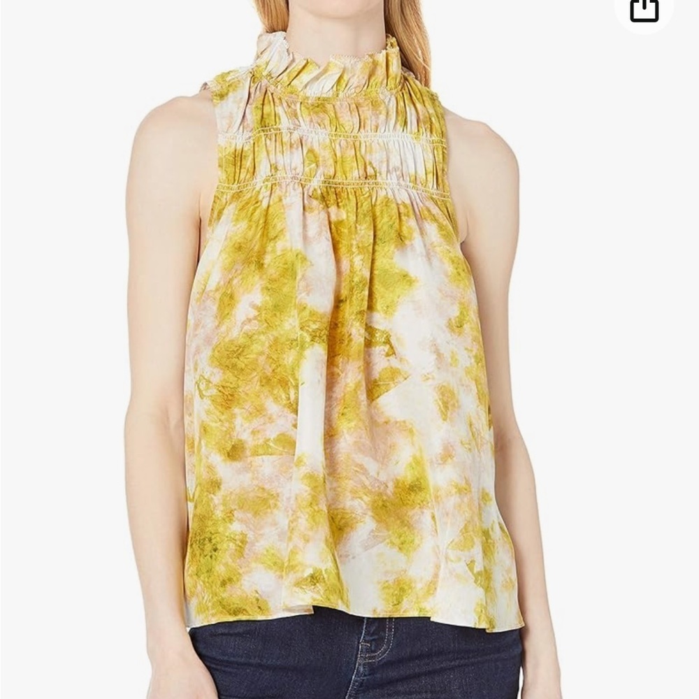 Joie Fern Porcelain Smocked Sleevless Top M